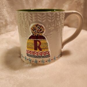 Anthropologie Bundled Up Monogram Mug R Green Interior (Holiday Knit Hat Design